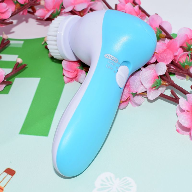 Electric five-in-one facial cleansing device - facial brush, multi-functional rotating beauty instrument, pore cleaner, facial machine