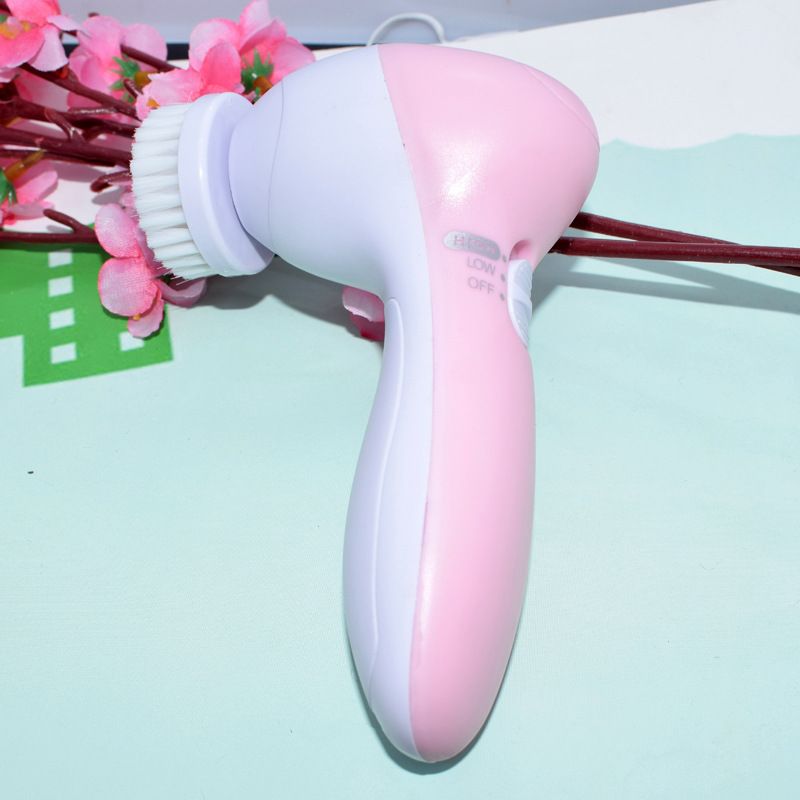 Electric five-in-one facial cleansing device - facial brush, multi-functional rotating beauty instrument, pore cleaner, facial machine