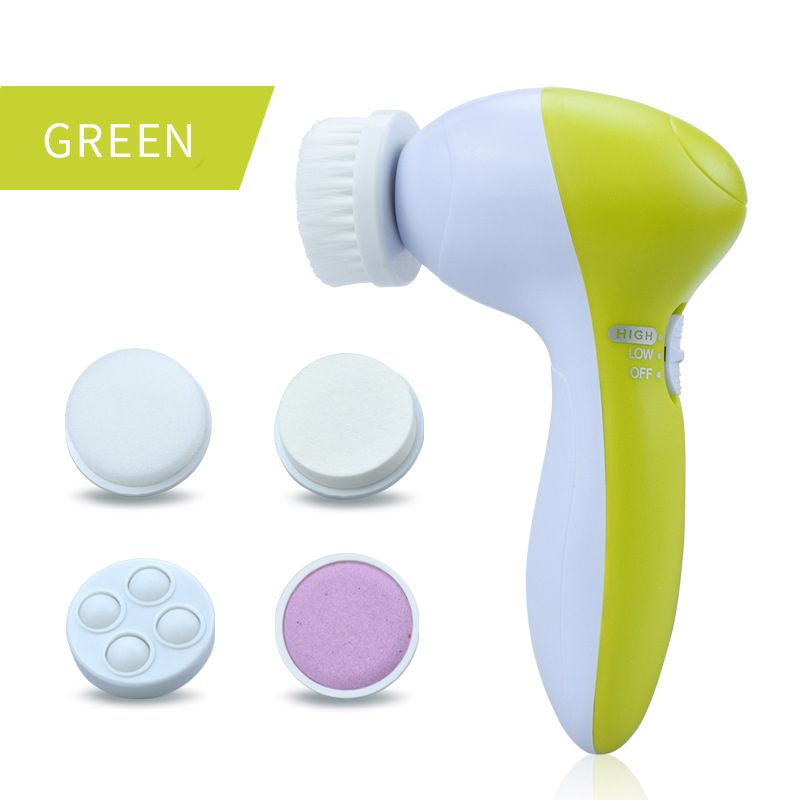 Electric five-in-one facial cleansing device - facial brush, multi-functional rotating beauty instrument, pore cleaner, facial machine