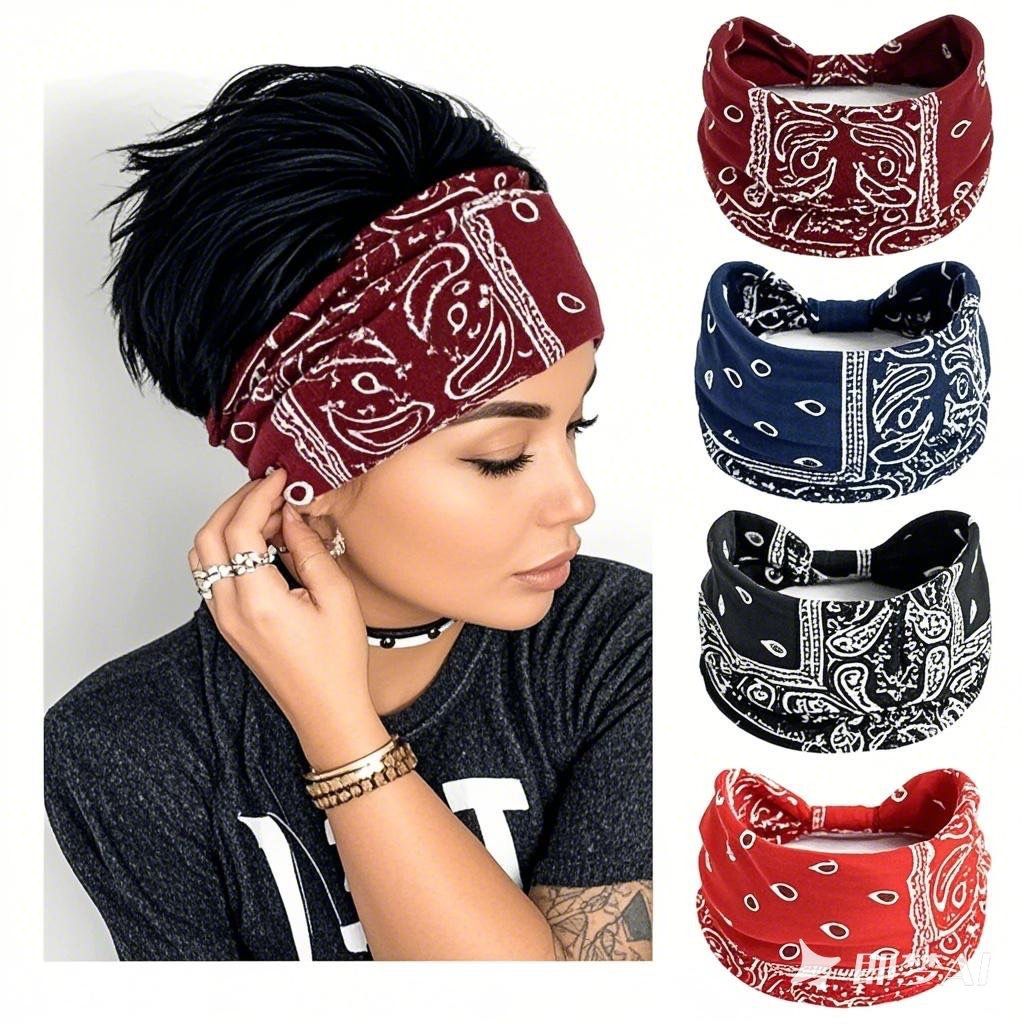 European and American cashew hat headbands and hair accessories - Bohemian elastic cross-shaped sports headbands and hair ties