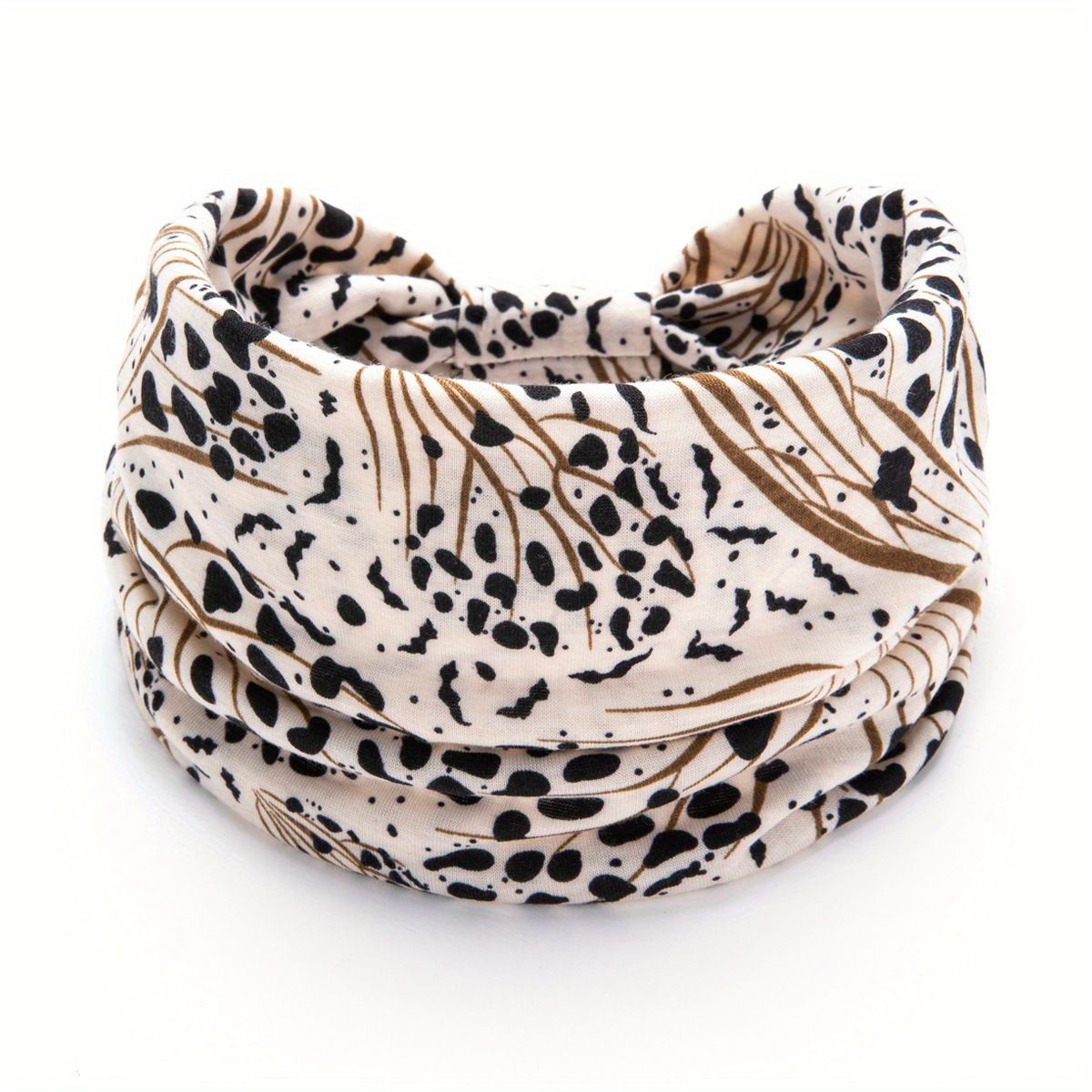 Sweet and cool girl-style leopard print sports headband, European-style knotted wide-edge elastic hair band, sweat-absorbing headscarf