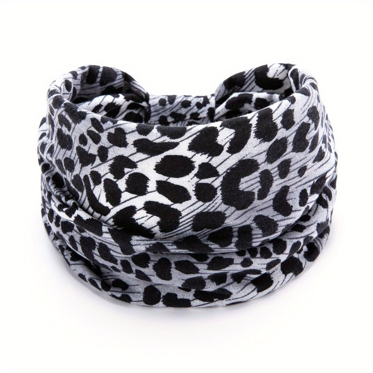 Sweet and cool girl-style leopard print sports headband, European-style knotted wide-edge elastic hair band, sweat-absorbing headscarf