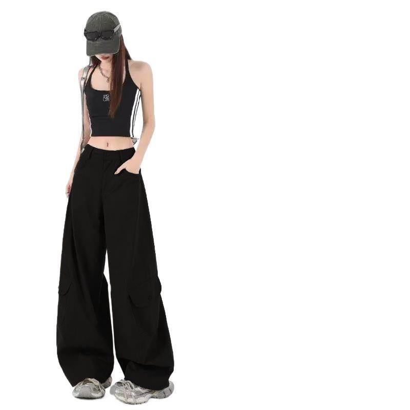 Fashion trend workwear pants women's autumn American hot girl casual pants loose versatile wide-leg pants mop pants