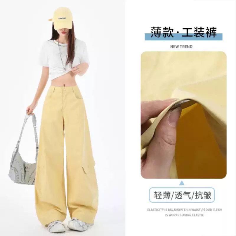 Fashion trend workwear pants women's autumn American hot girl casual pants loose versatile wide-leg pants mop pants