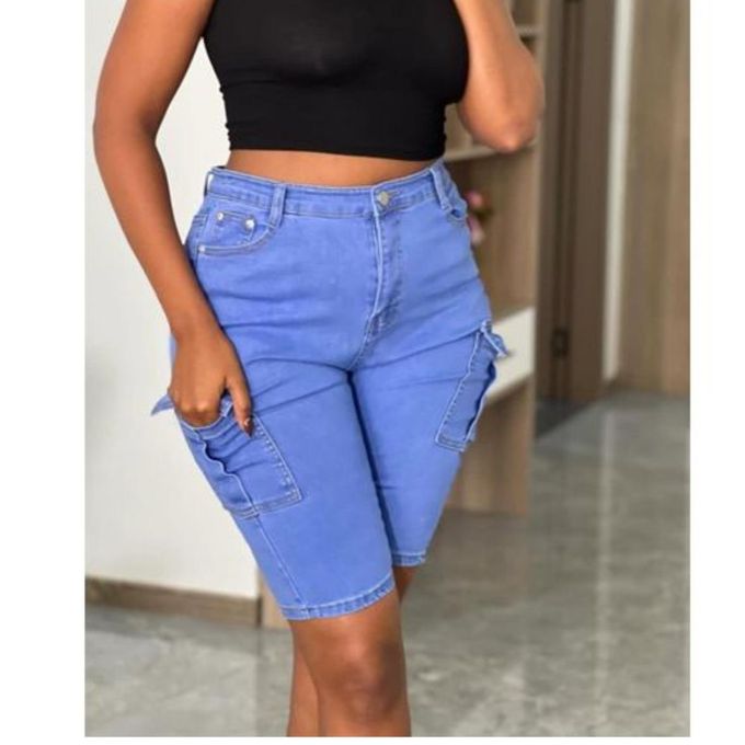 Ladies’ Stylish Denim Shorts – Trendy & Comfortable-Blue