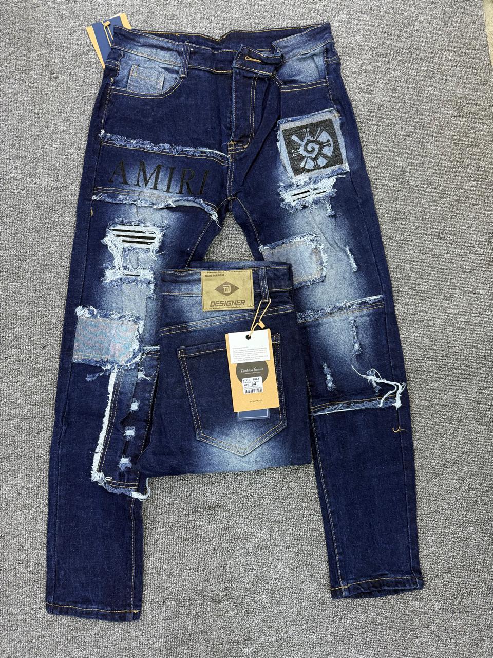 Men's Slim Fit Jeans BLUE Stretch Casual Rugged Jeans