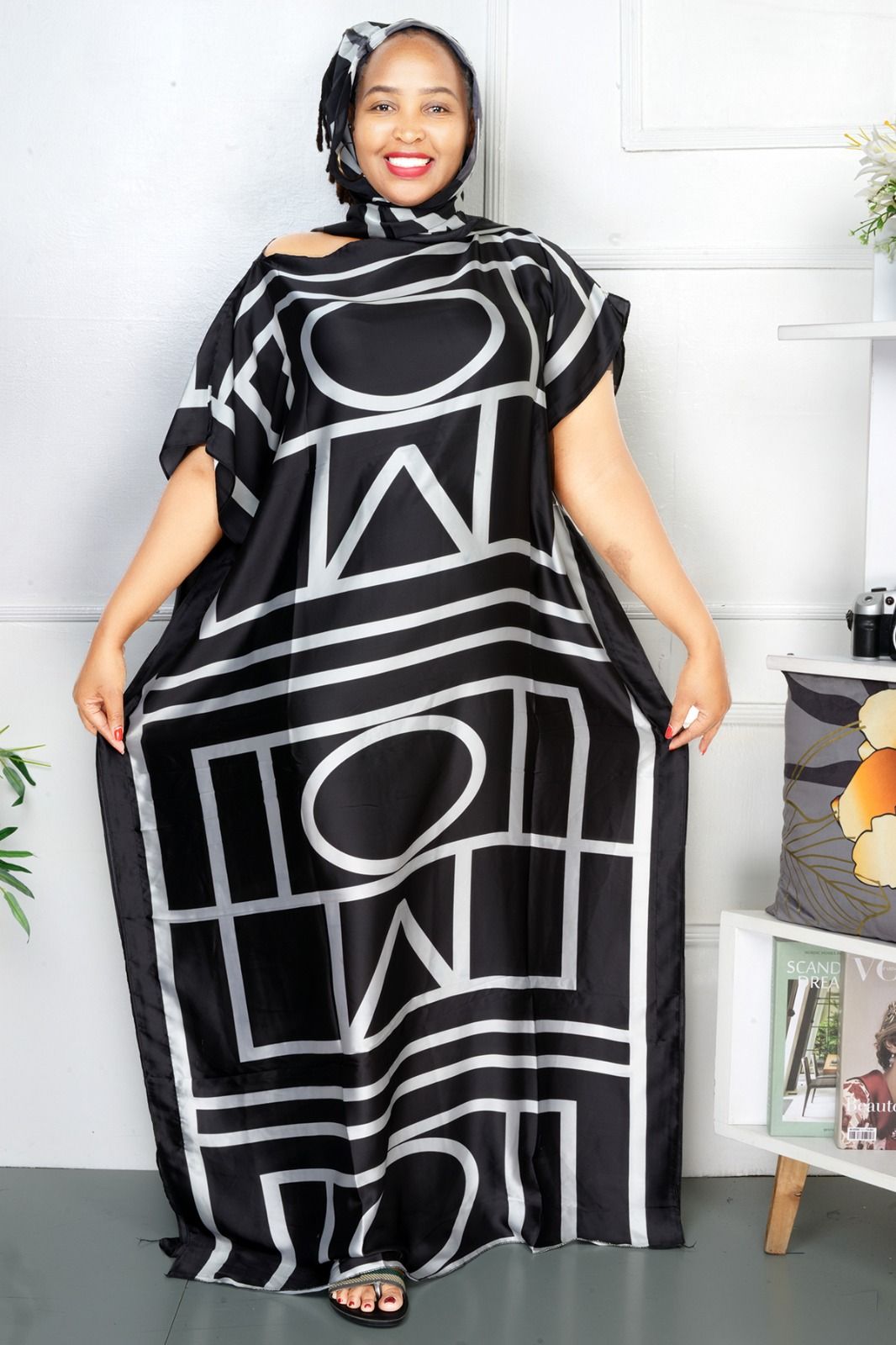 Ladies Silk Dera Dress – Elegant & Comfortable With Head Wrap/Scarf