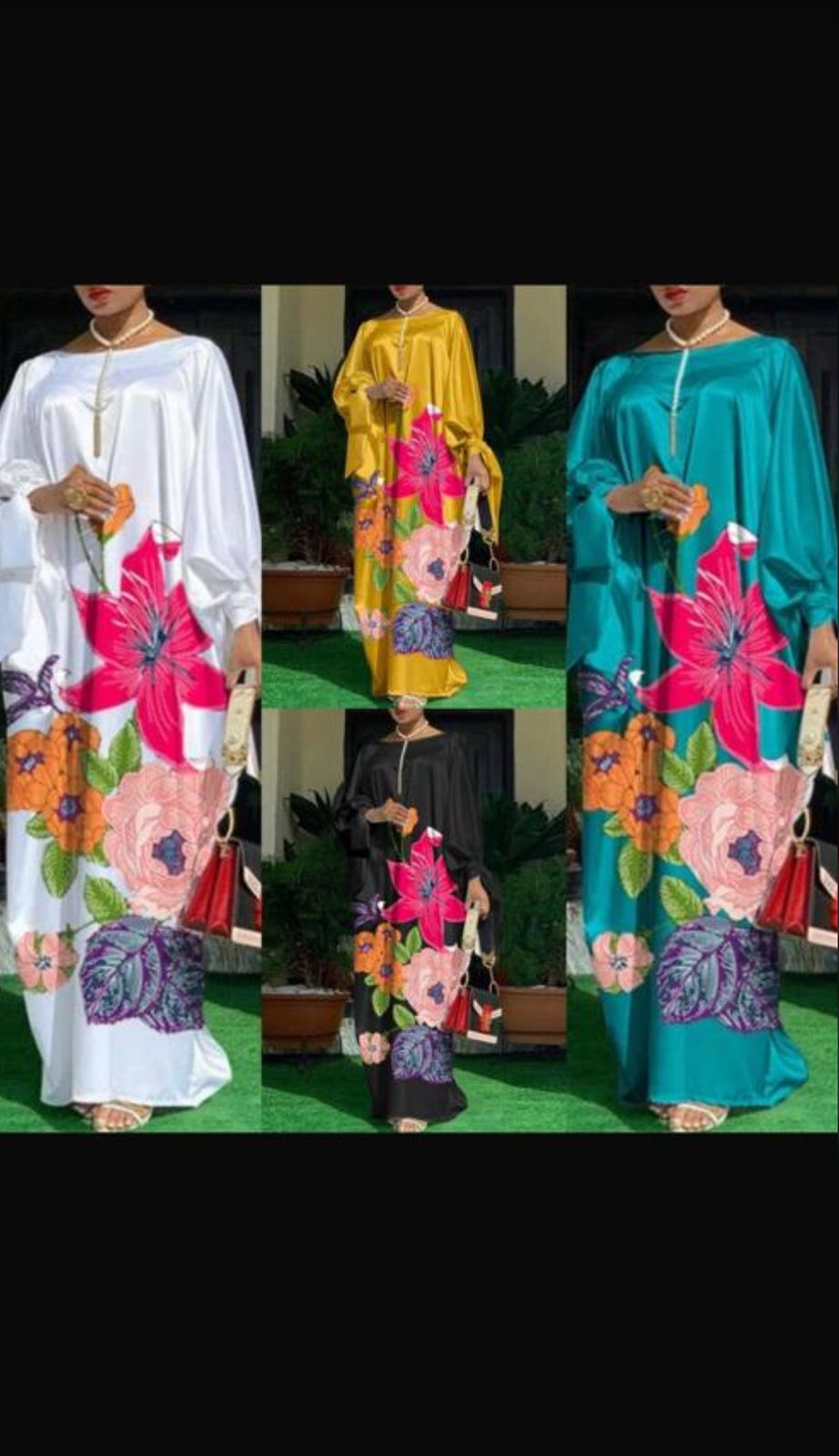 ELEGANT LADY FLOWER SILK LONG DERA.