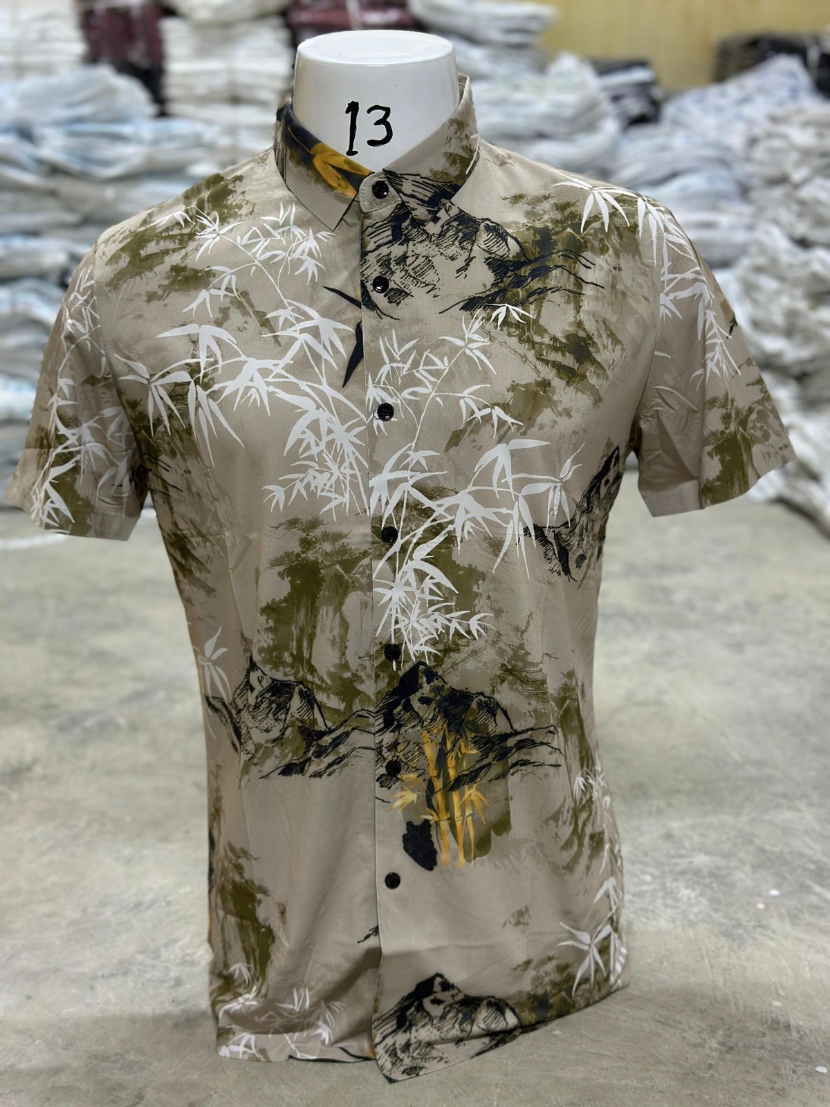Men's Hawaiian Ink Print Bottom-down Beach Short Sleeve Shirt Casual Tops- Abstract patterns