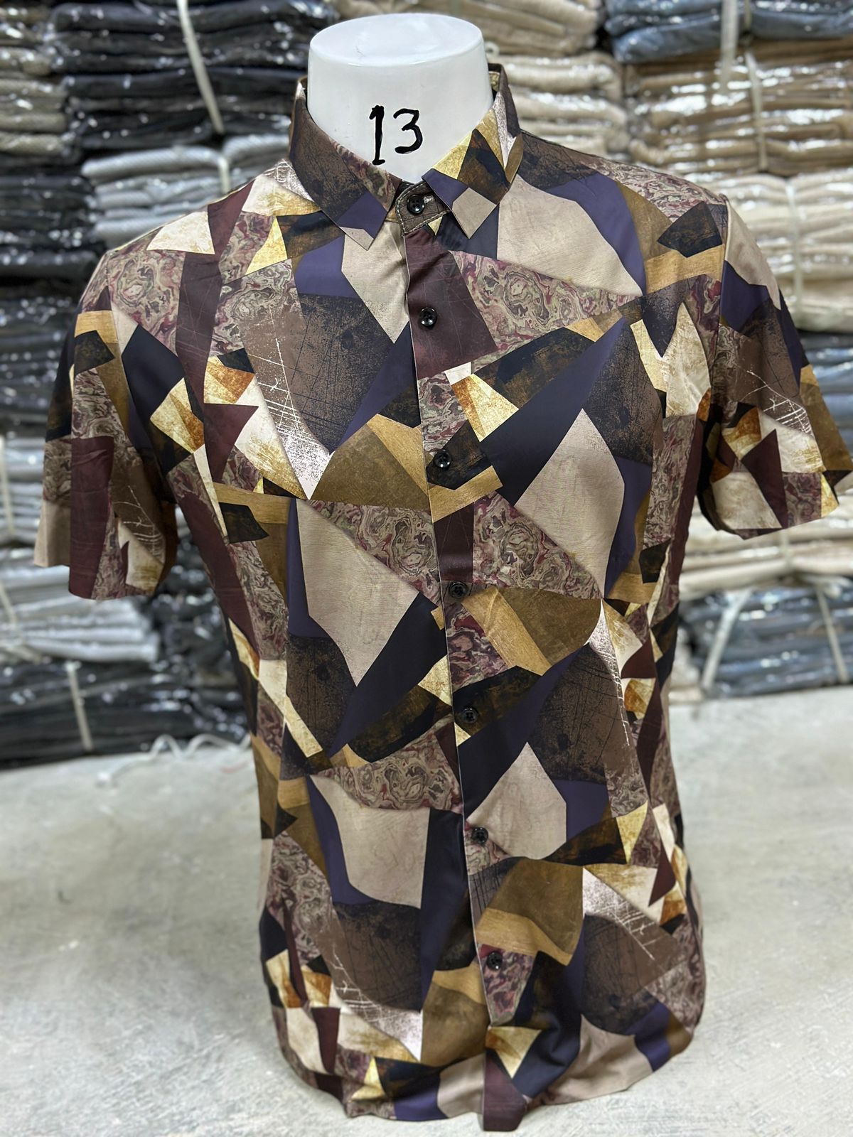 Men's Hawaiian Ink Print Bottom-down Beach Short Sleeve Shirt Casual Tops- Abstract patterns