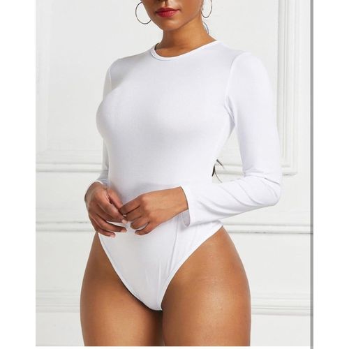 2 - Pack Ladies' Long Sleeved Body Suit Tops: Round Neck