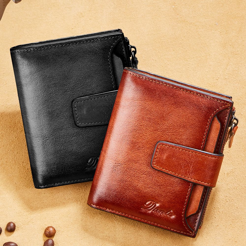 Wholesale Men's  Wallet RFID First Layer Cowhide Zipper Wallet Billfold   Wallets  Holders