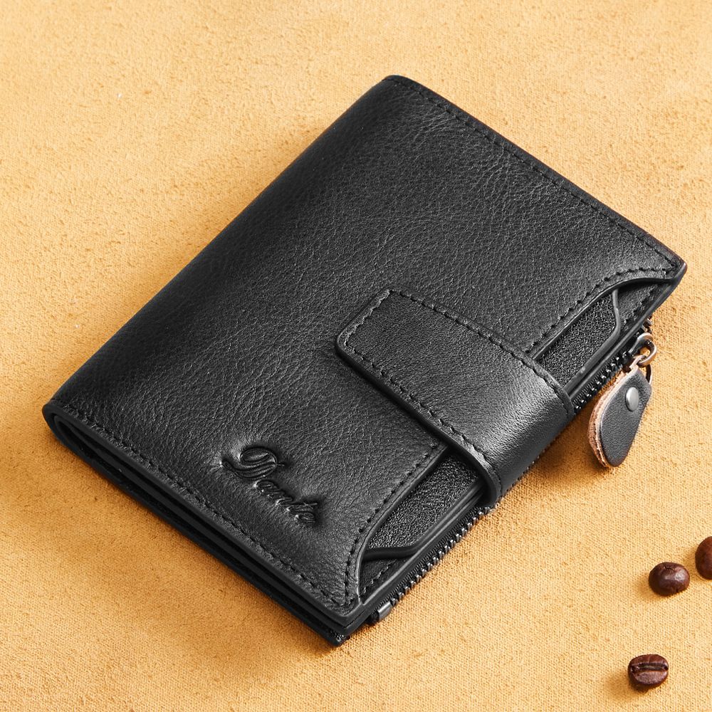 Wholesale Men's  Wallet RFID First Layer Cowhide Zipper Wallet Billfold   Wallets  Holders