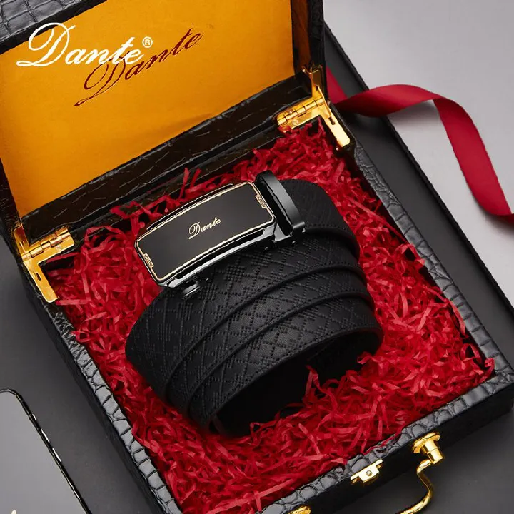 Wholesale Automatic Genuine Cowhide Leather Belts for Men Custom Logo Length Business for Buckle with Black Crocodile Design Belts