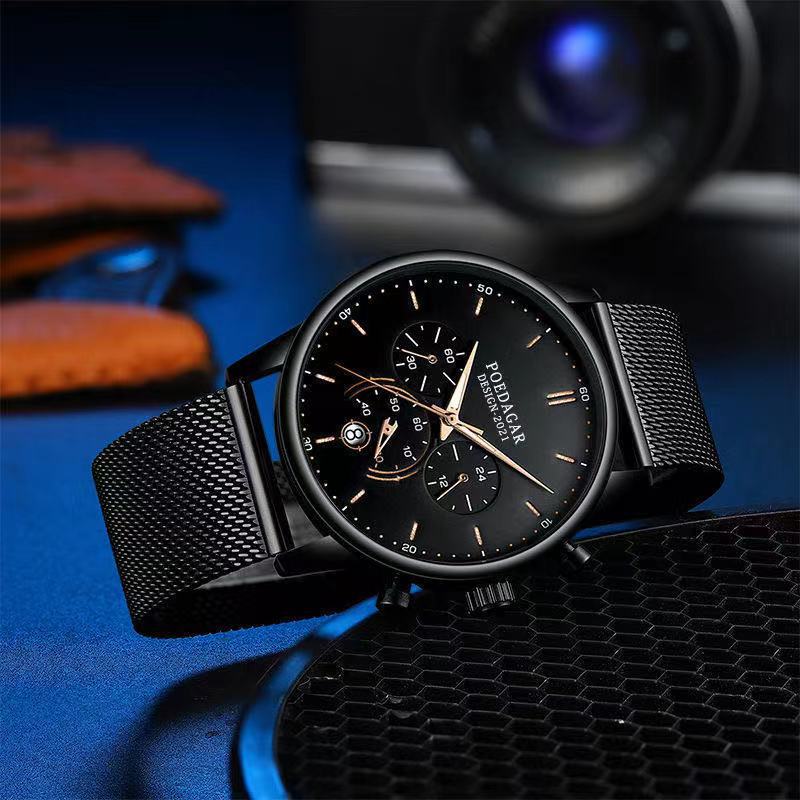 Man WristWatch Chronograph Sport Men Watch Top Brand Fashion Stainless Steel Calendar Male Clock Gift Quartz Watches