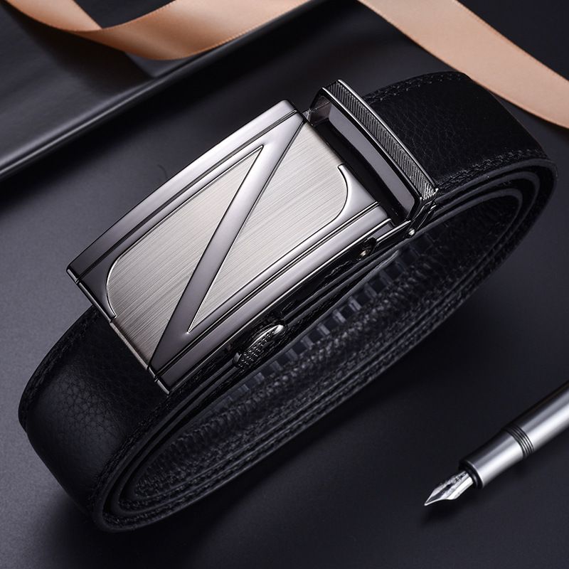 Hot Sale Business Automatic Buckle Belt Black Pu Leather Belts for Men Accessories Belts