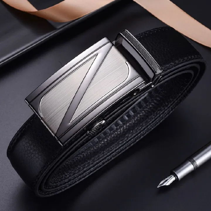 Hot Sale Business Automatic Buckle Belt Black Pu Leather Belts for Men Accessories Belts