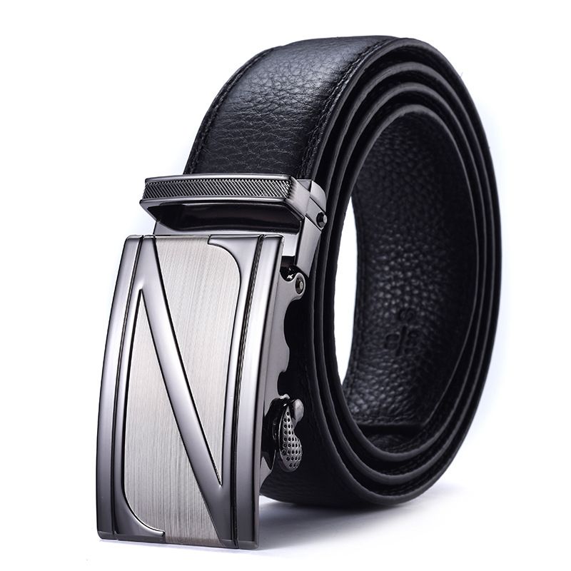Hot Sale Business Automatic Buckle Belt Black Pu Leather Belts for Men Accessories Belts