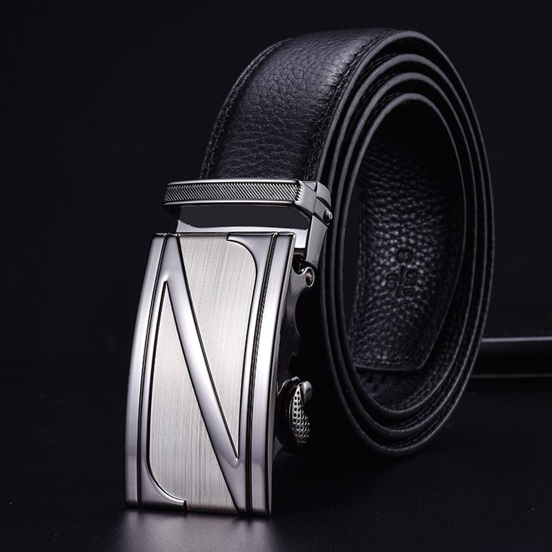 Hot Sale Business Automatic Buckle Belt Black Pu Leather Belts for Men Accessories Belts