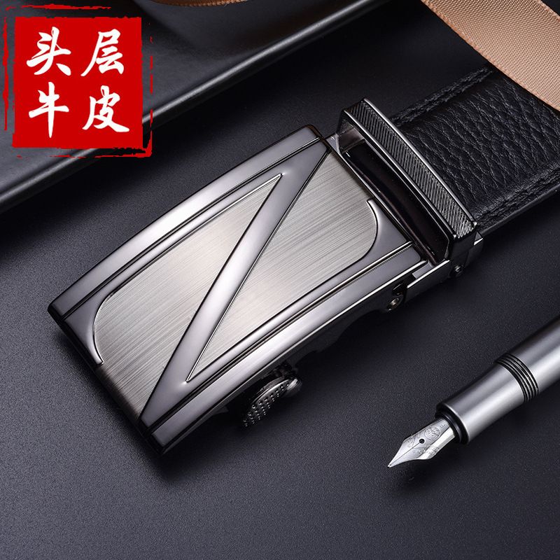 Hot Sale Business Automatic Buckle Belt Black Pu Leather Belts for Men Accessories Belts