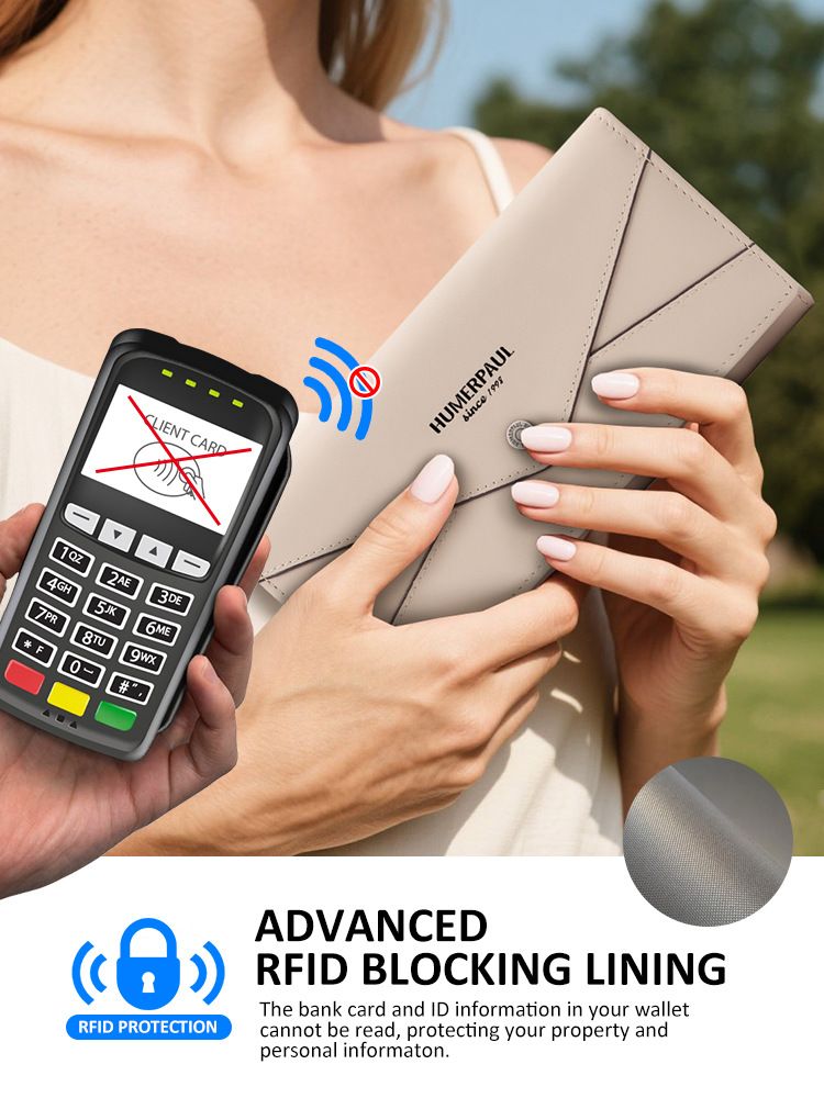 HUMERPAUL Women Clutch Wallet Large Capacity RFID Card Holder Purse with Phone Pocket Fashion Female Handbag Women's Bags  Wallets Holders