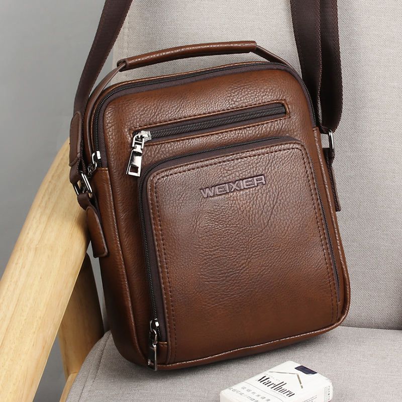 WEIXIER Men Shoulder Bags Fashion PU Leather Crossbody Bag for Men Small Laptop Men Briefcase Brand Retro Travel  Waist Packs