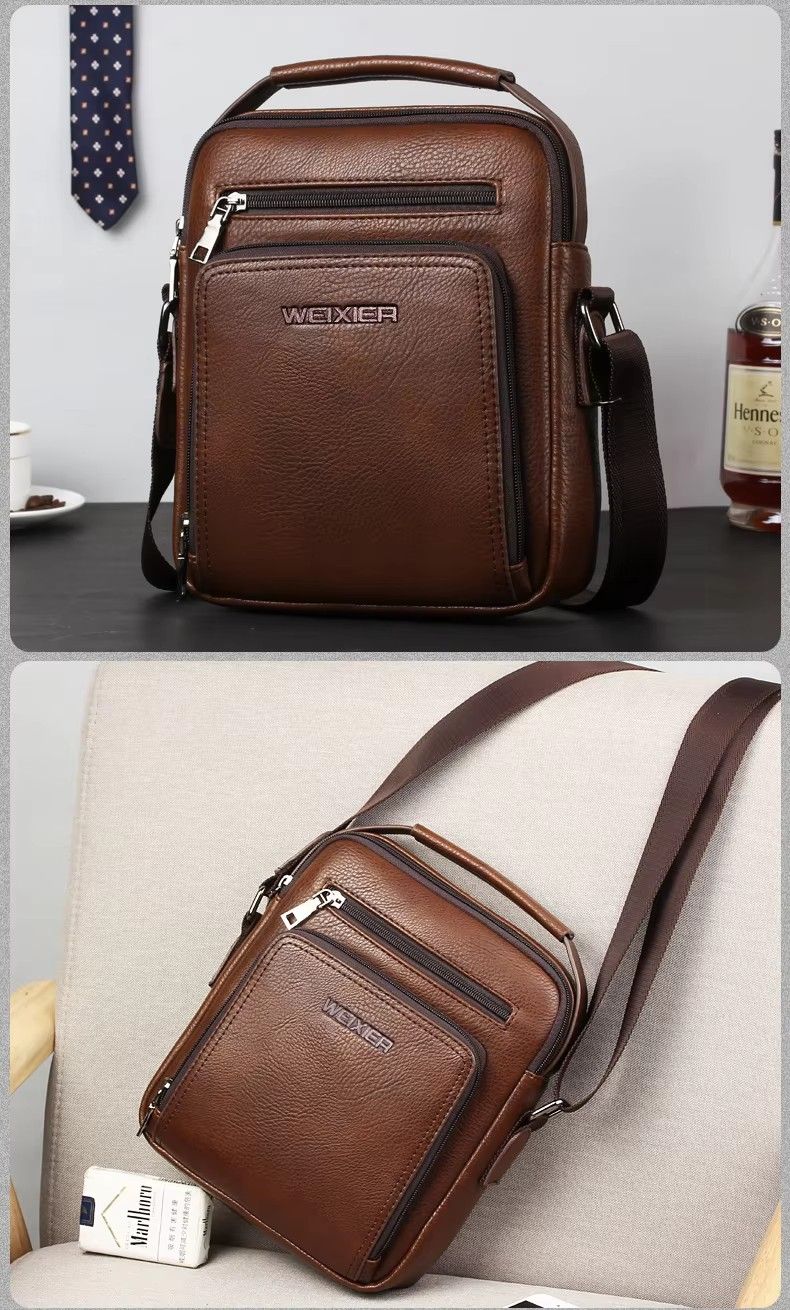 WEIXIER Men Shoulder Bags Fashion PU Leather Crossbody Bag for Men Small Laptop Men Briefcase Brand Retro Travel  Waist Packs