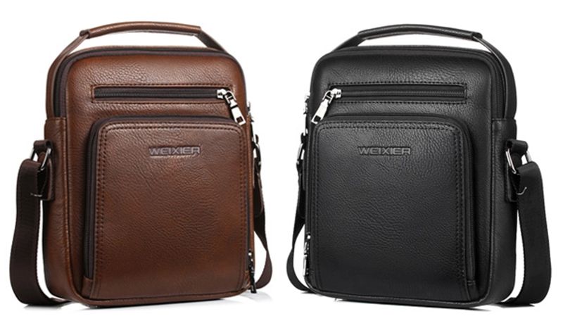 WEIXIER Men Shoulder Bags Fashion PU Leather Crossbody Bag for Men Small Laptop Men Briefcase Brand Retro Travel  Waist Packs
