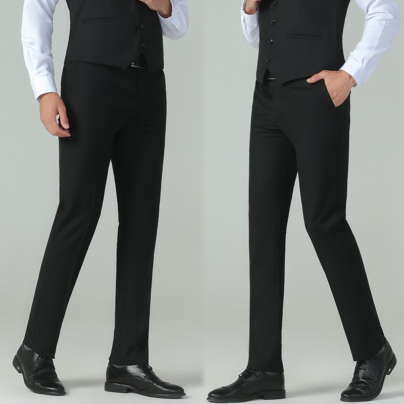 Pants men's business suit spring and summer thin slim black men's leisure suit pants straight pants.