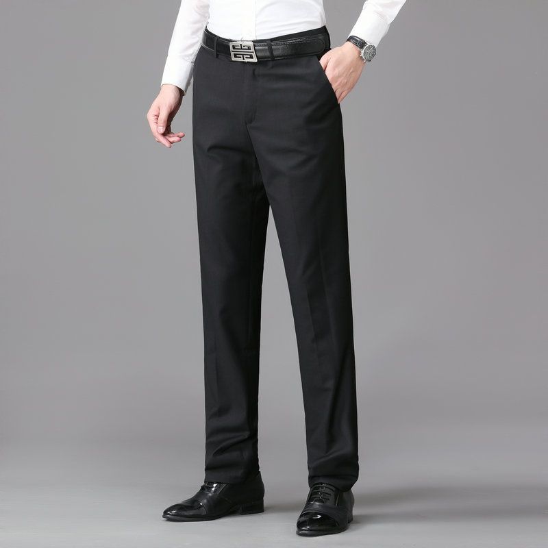 Pants men's business suit spring and summer thin slim black men's leisure suit pants straight pants.