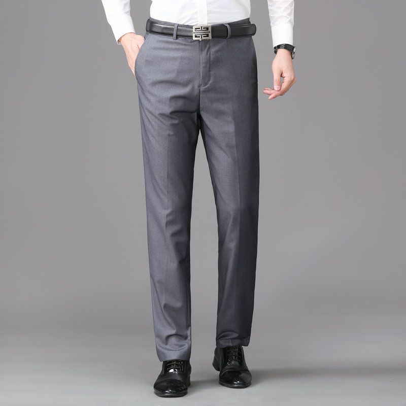 Pants men's business suit spring and summer thin slim black men's leisure suit pants straight pants.