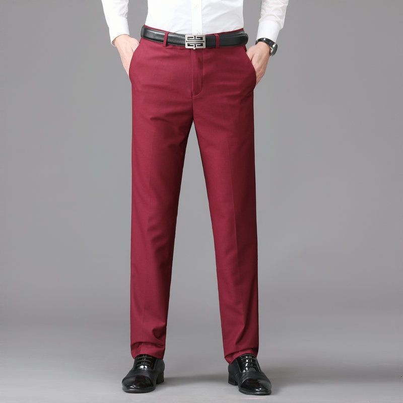 Pants men's business suit spring and summer thin slim black men's leisure suit pants straight pants.