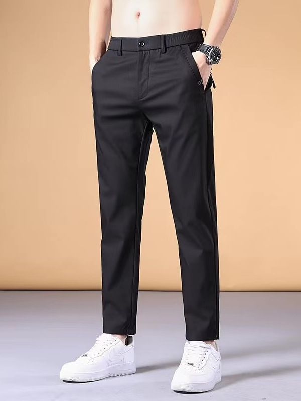 Pants men's summer thin slim straight casual pants men's business trousers ice silk loose quick-drying pants