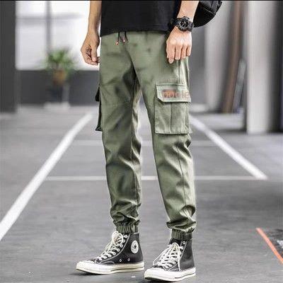 Retro overalls pants men's summer thin loose straight men's casual pants wide-legged harem pants