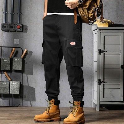 Retro overalls pants men's summer thin loose straight men's casual pants wide-legged harem pants