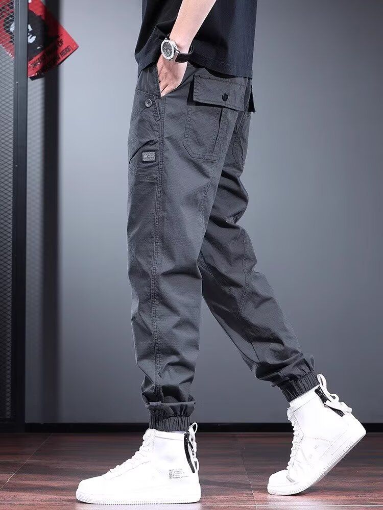 High-grade overalls pants men's loose Joker casual pants in spring and autumn  black minimalist trend leggings
