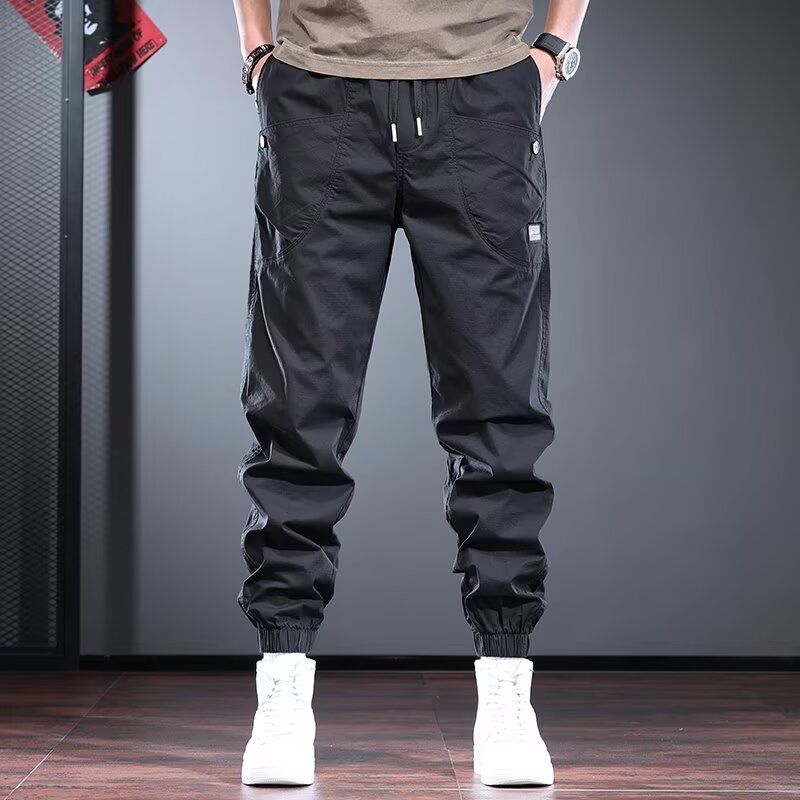 High-grade overalls pants men's loose Joker casual pants in spring and autumn  black minimalist trend leggings