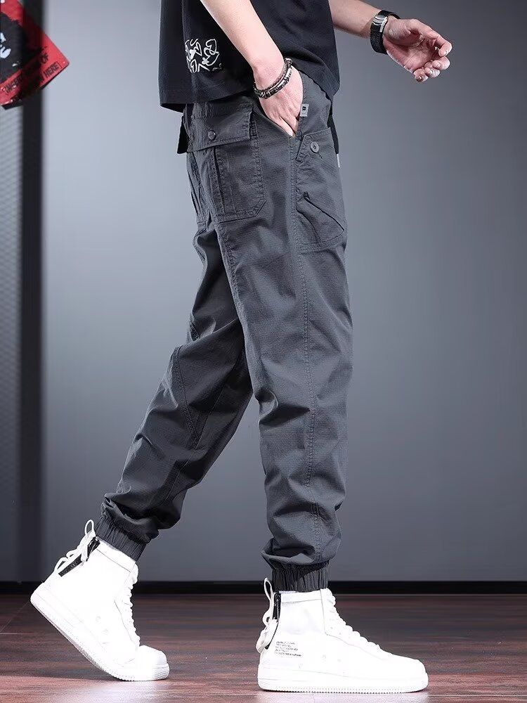 High-grade overalls pants men's loose Joker casual pants in spring and autumn  black minimalist trend leggings
