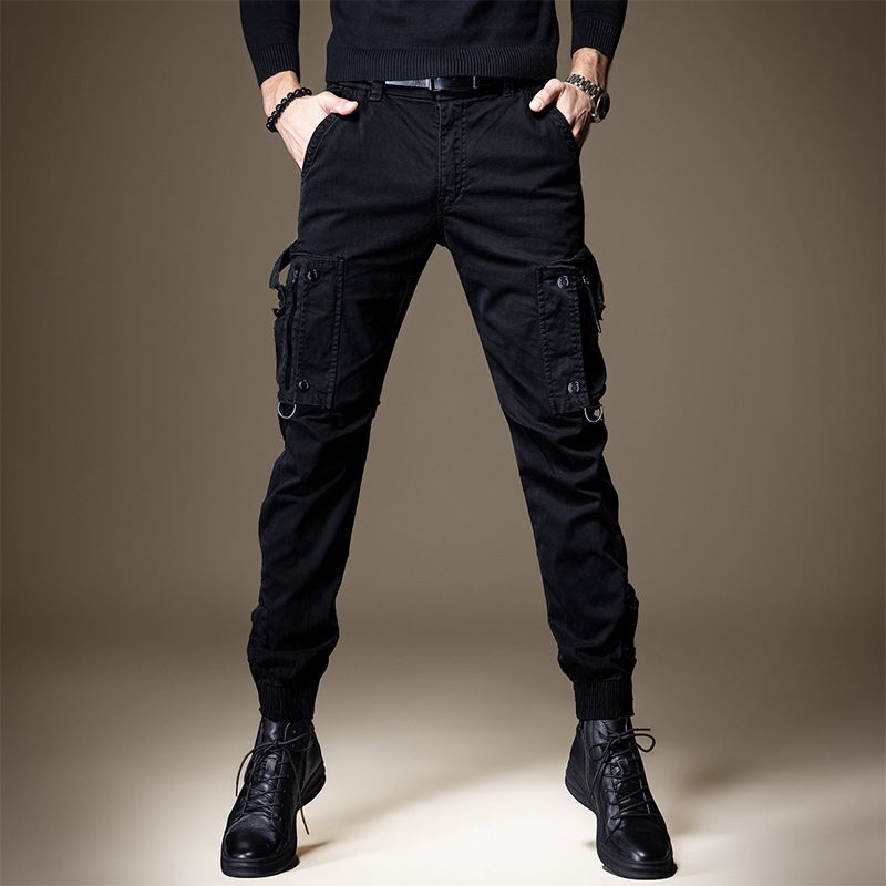 Spring and autumn thin commuter breasted straight men's overalls thin functional outdoor tactical casual leggings for men and women.