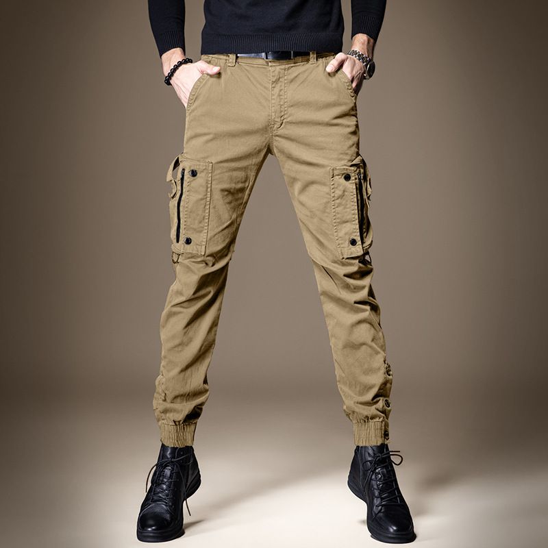 Spring and autumn thin commuter breasted straight men's overalls thin functional outdoor tactical casual leggings for men and women.
