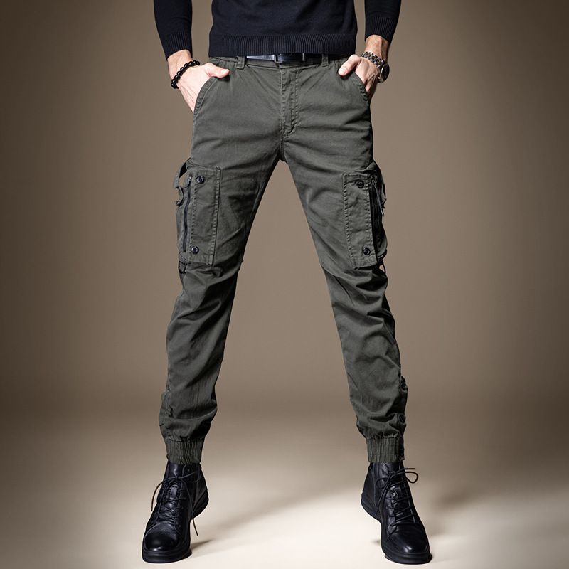 Spring and autumn thin commuter breasted straight men's overalls thin functional outdoor tactical casual leggings for men and women.