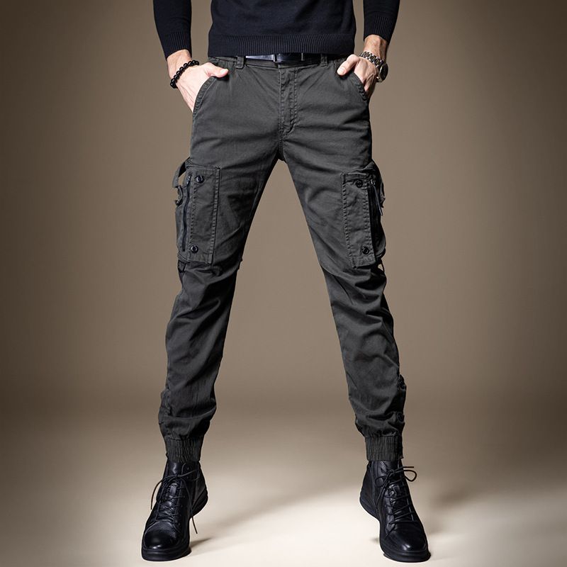 Spring and autumn thin commuter breasted straight men's overalls thin functional outdoor tactical casual leggings for men and women.