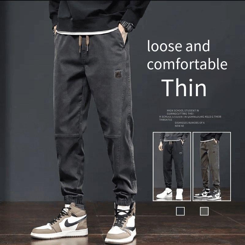 Fashion casual pants men's leg pants 2025 spring and autumn nine harem pants boys loose plus size tooling sweatpants