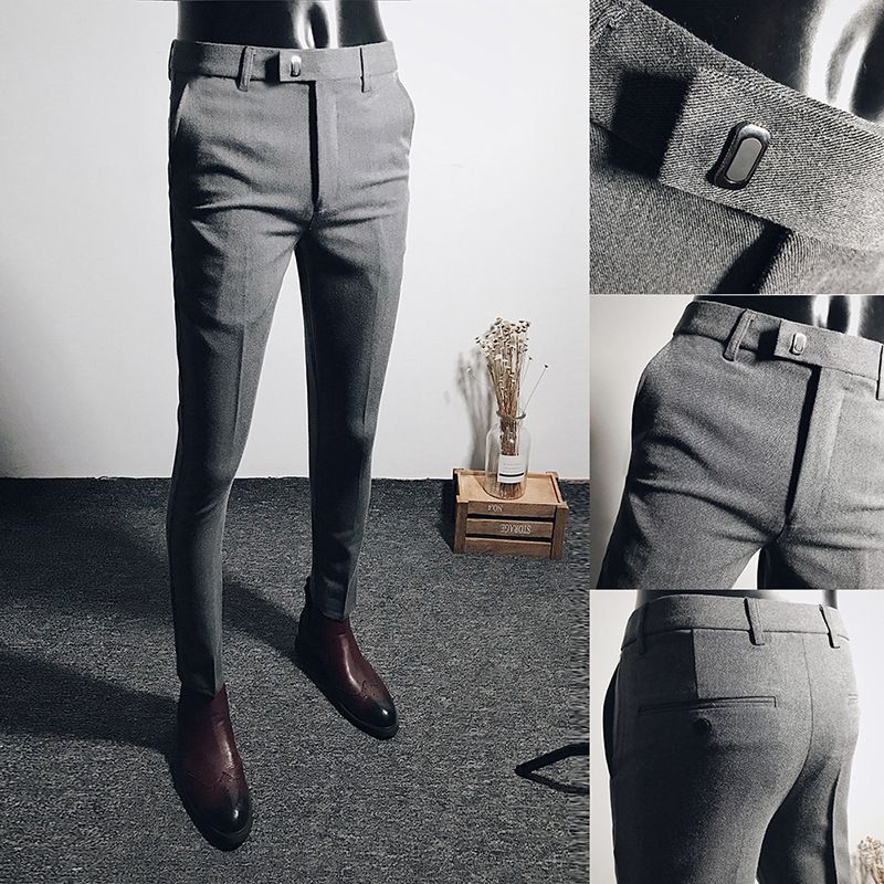 Summer men's business casual trousers black stretch feet pants men's slim trend suit pants