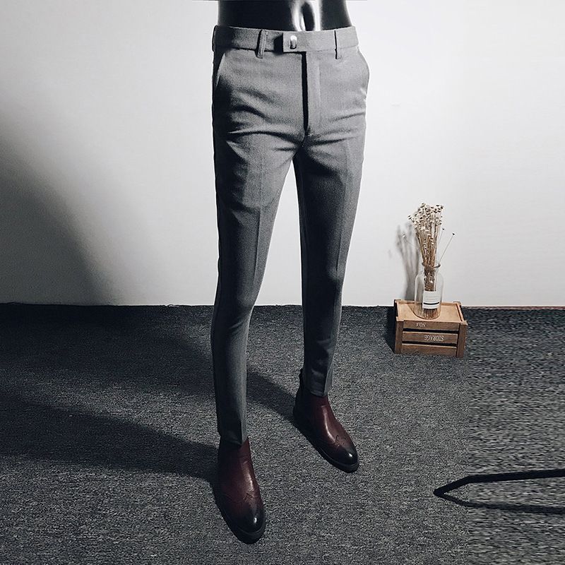 Summer men's business casual trousers black stretch feet pants men's slim trend suit pants