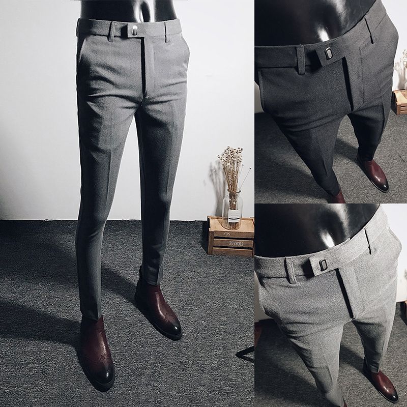 Summer men's business casual trousers black stretch feet pants men's slim trend suit pants