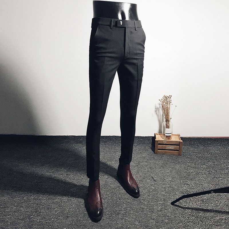 Summer men's business casual trousers black stretch feet pants men's slim trend suit pants