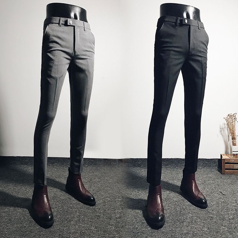 Summer men's business casual trousers black stretch feet pants men's slim trend suit pants