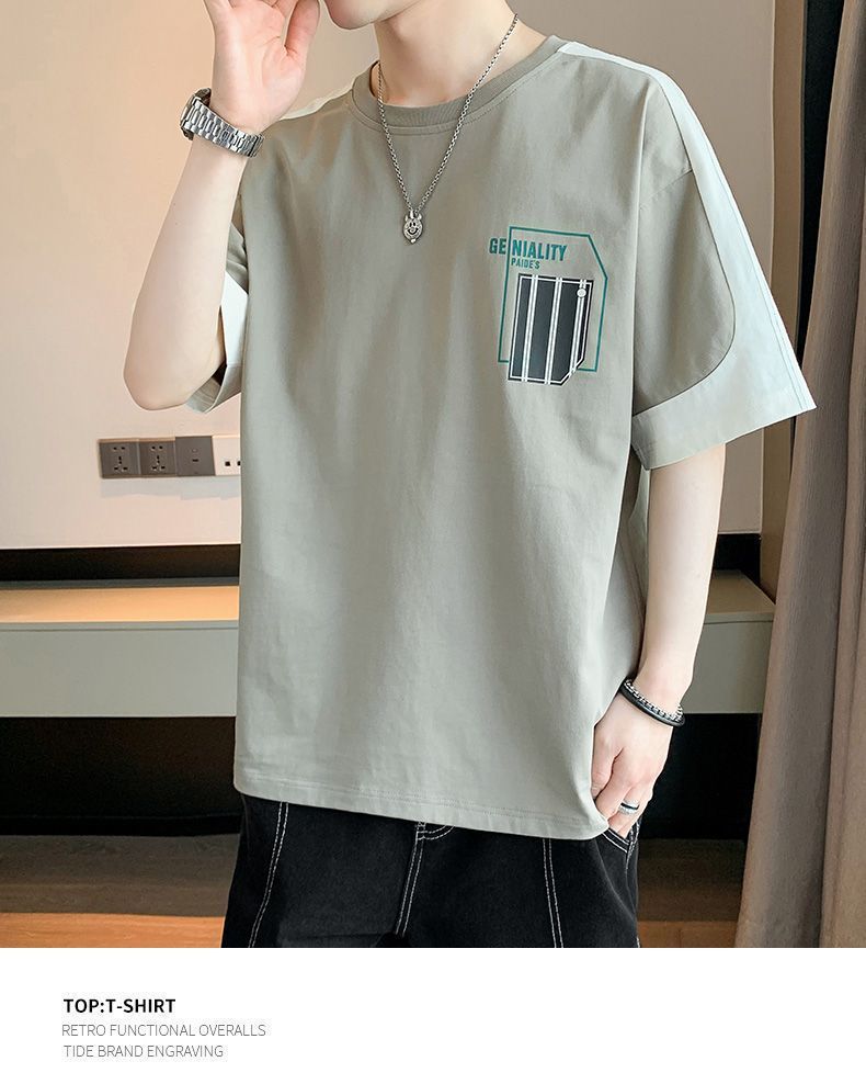 Summer new tide brand short-sleeved men's T-shirt printed T-shirt loose casual half sleeve T-shirt men's wear