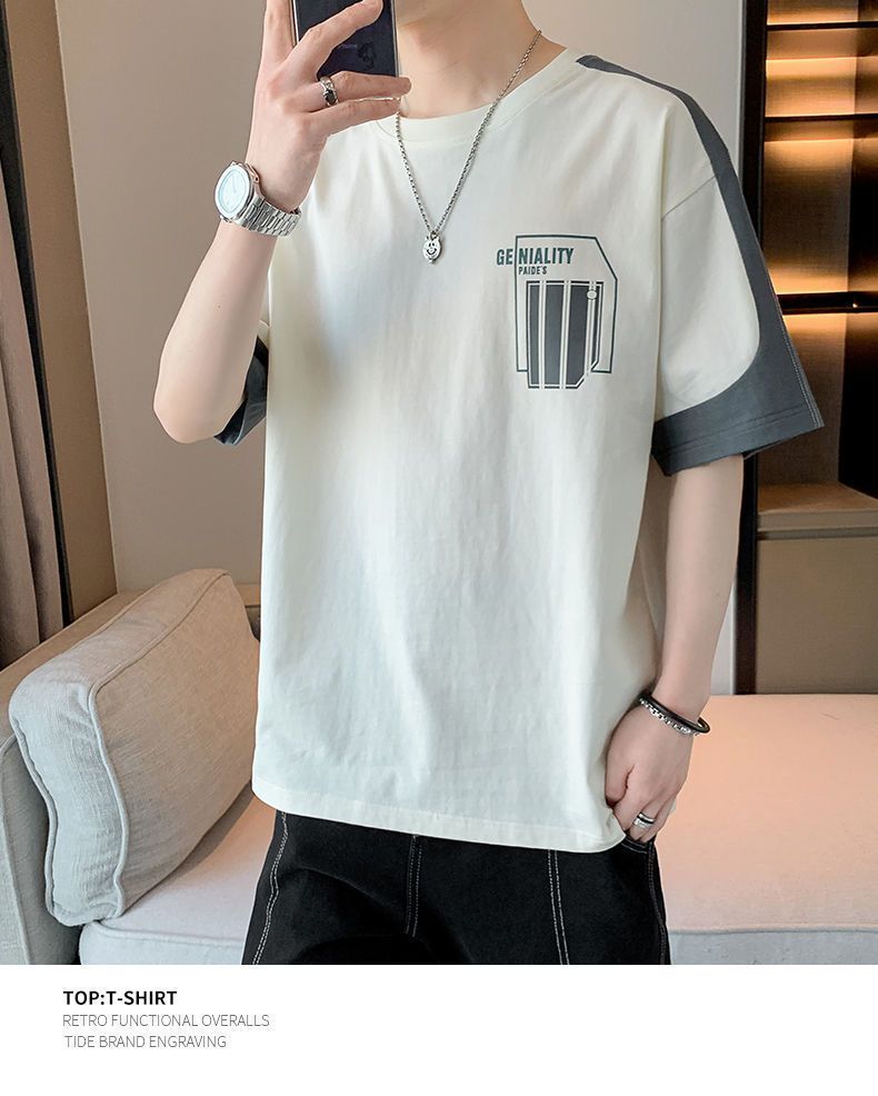 Summer new tide brand short-sleeved men's T-shirt printed T-shirt loose casual half sleeve T-shirt men's wear